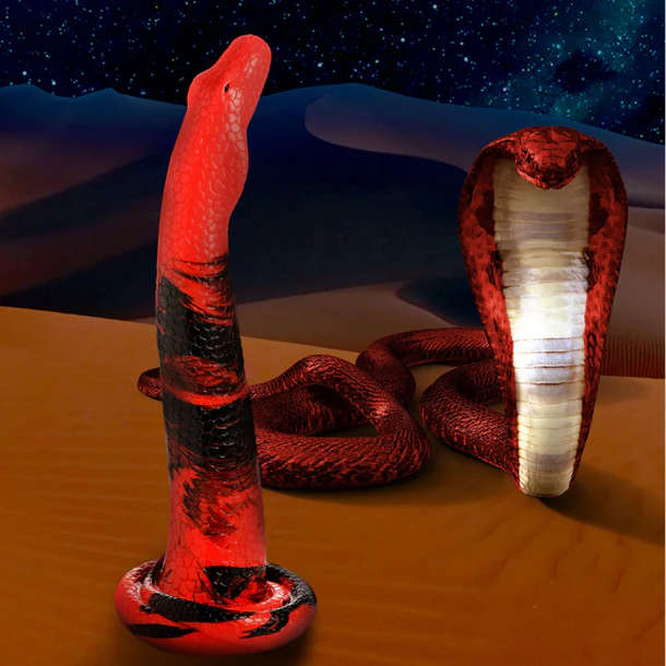 straight glass ribbed dildo-Creature Cocks King Cobra Dildo Large by XR