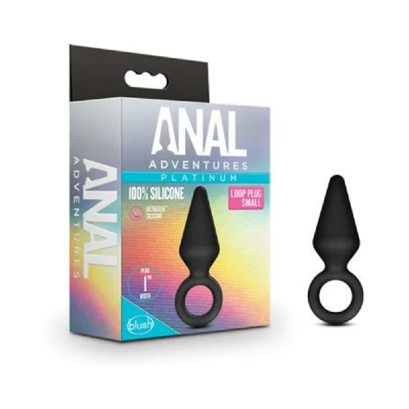 Anal toys with plush joy-Blush Anal Adventures Platinum Silicone Loop Plug - Small Black