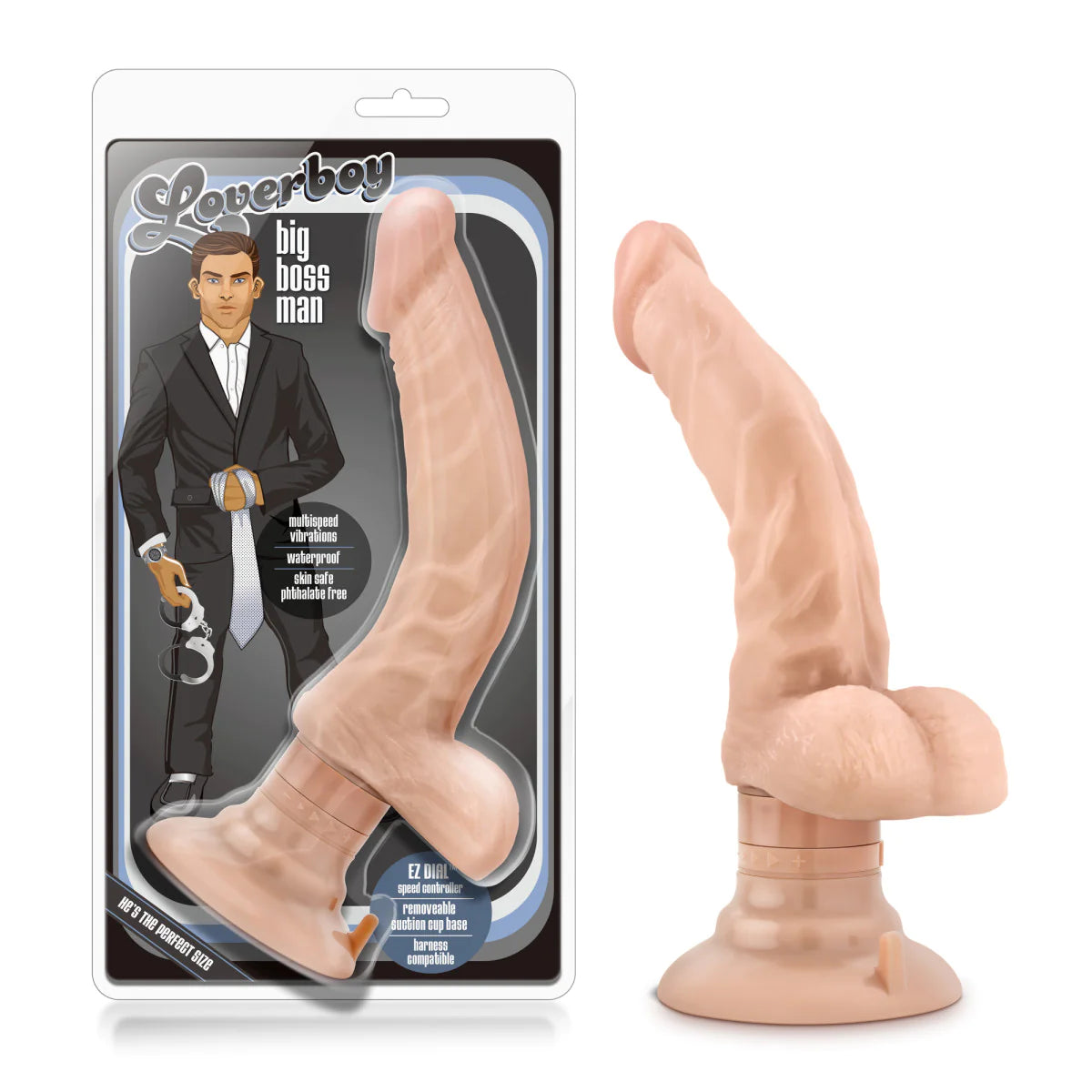 thick silicone lifelike dildo-Loverboy The Boss Man Realistic Curved 10.25-Inch Vibrating Dildo