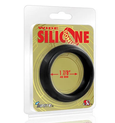 cock ring with pure materials-Wide Silicone Donut - Black - 1.88-Inch Diameter