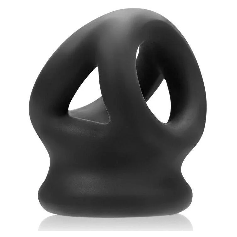 cock ring with small vibes-Oxballs Tri-Squeeze Cocksling Ballstretcher Black