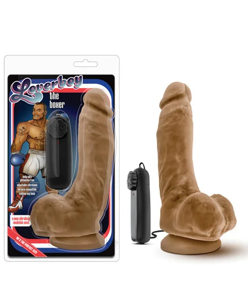 soft rubber thin dildo-Blush Loverboy The Boxer 9" Vibrating Realistic Cock - Mocha