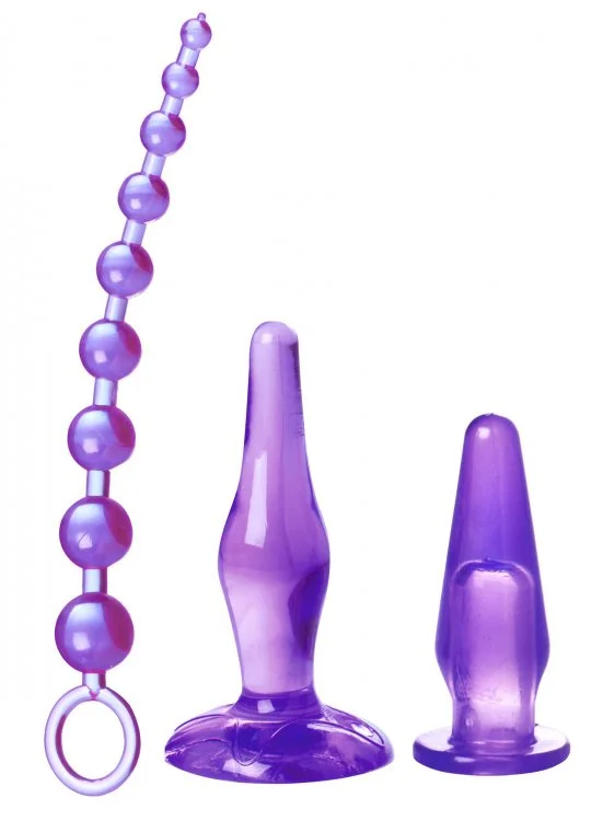 Anal toys with steady grip-3pc Amethyst Adventure Anal Kit