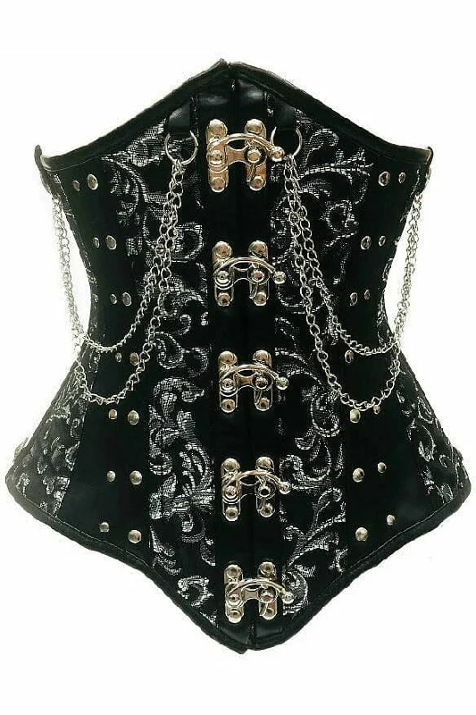 corset dress for outing-Top Drawer Steel Boned Underbust Corset w/Chains and Clasps