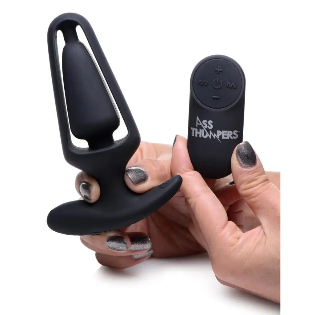 Anal toys for shared play-Ass Thumpers Power Plug 7X Hollow Anal Plug with Remote Control