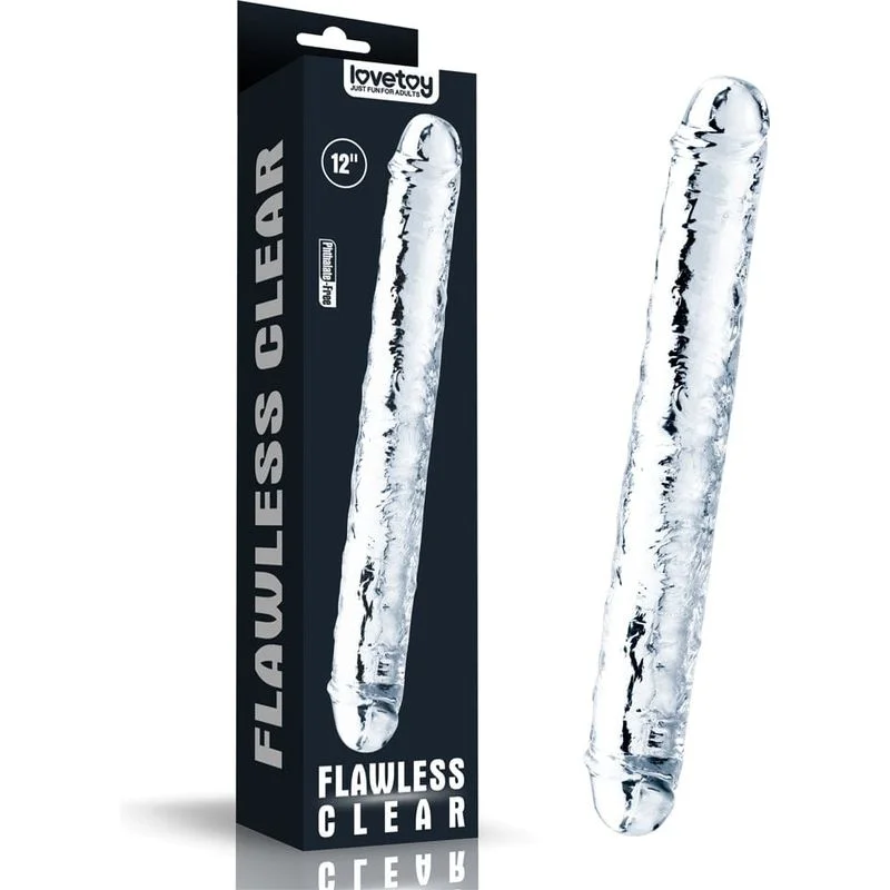 thin silicone fantasy dildo-Dildo Double - Flawless Clear - Double Dildo