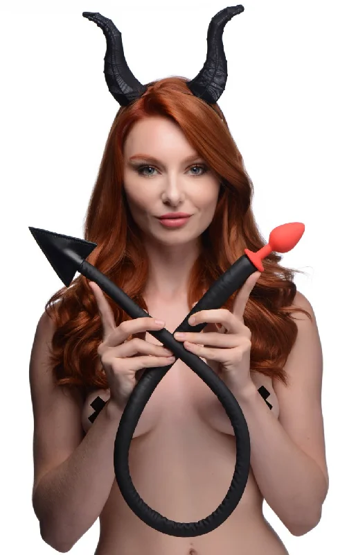 Anal toys for spicy joy-Devil Tail Anal Plug and Horns Set