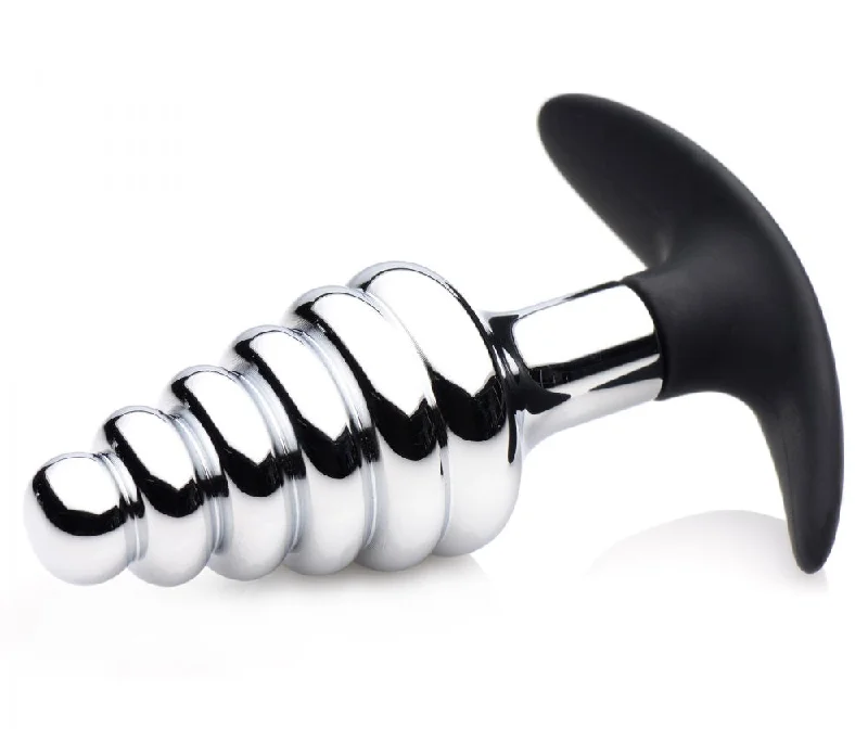 Anal toys for tame fun-Dark Hive Metal and Silicone Ribbed Anal Plug