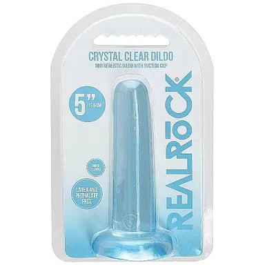 firm silicone gold dildo-Realrock Crystal Clear Dildo 5" by Shots