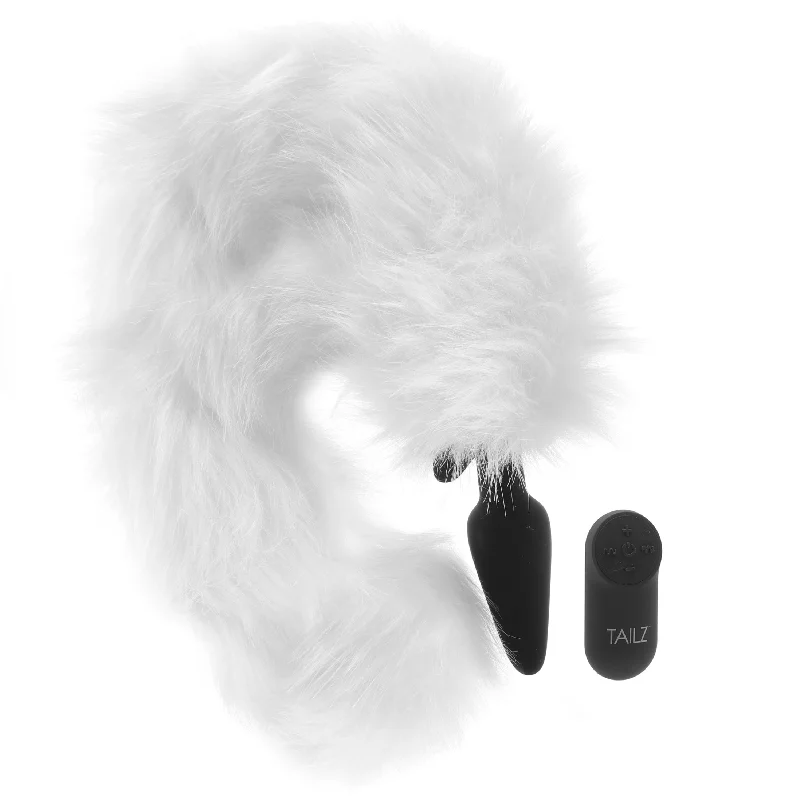 Anal toys for lone calm-Tailz White Fox Remote Vibrating Anal Plug