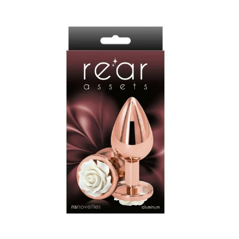 Anal toys with big joy-Rear Assets Rose Anal Plug - Medium - White