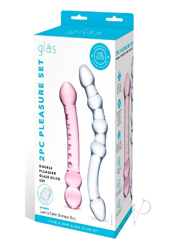 thick silicone thick dildo-Double Pleasure Glass Dildo Set 2pc