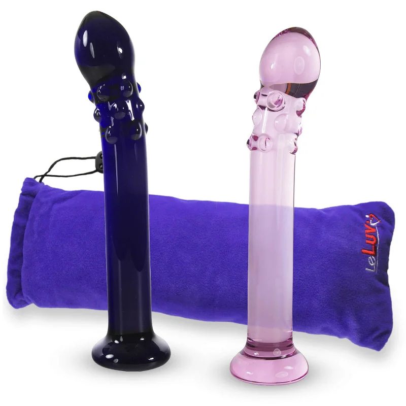 soft glass glossy dildo-LeLuv Glass 7.5 Inch Curved Tip Nubby G-Spot Pearl Wand Dildo