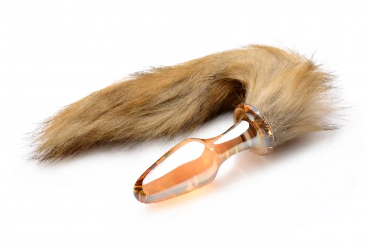 Anal toys with real texture-Fox Tail Glass Anal Plug