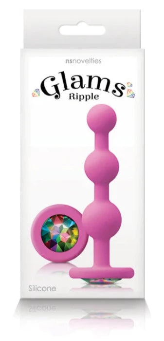 Anal toys with plush calm-Glams ''Ripple Rainbow'' Gem Butt Plug -Pink