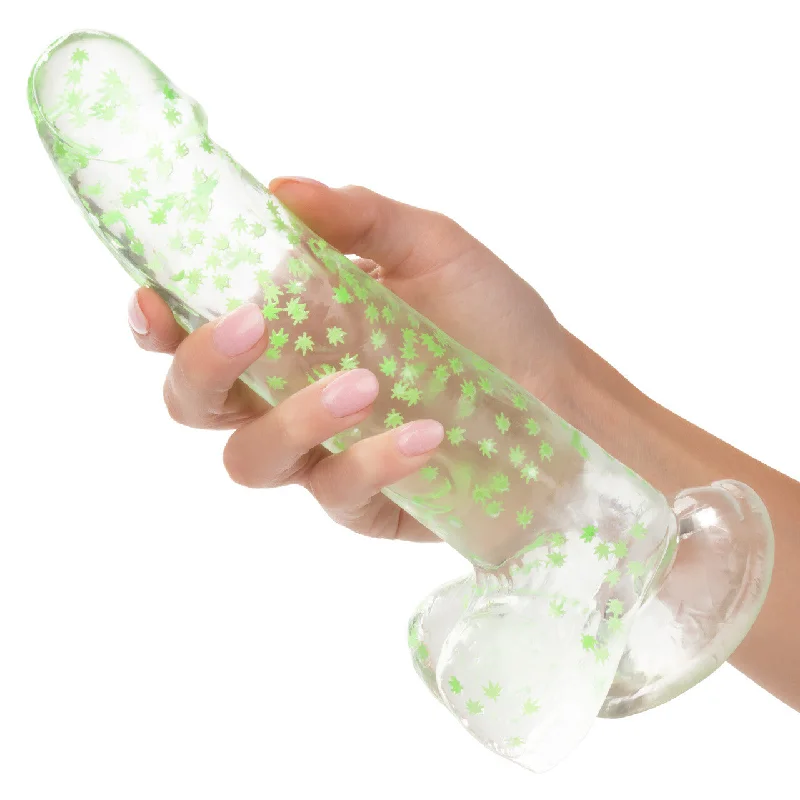 soft silicone thin dildo-Naughty Bits I Leaf Dick Glow In The Dark Weed Leaf Dildo