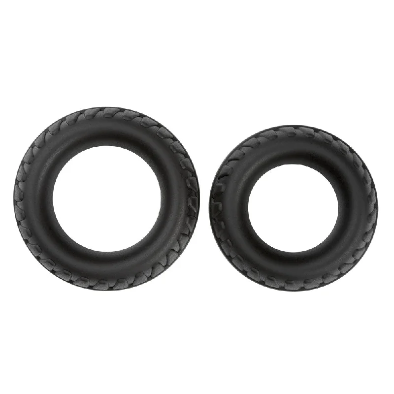 cock ring for steamy fun-Cloud 9 Pro Rings Liquid Silicone Tires 2 Pack - Black