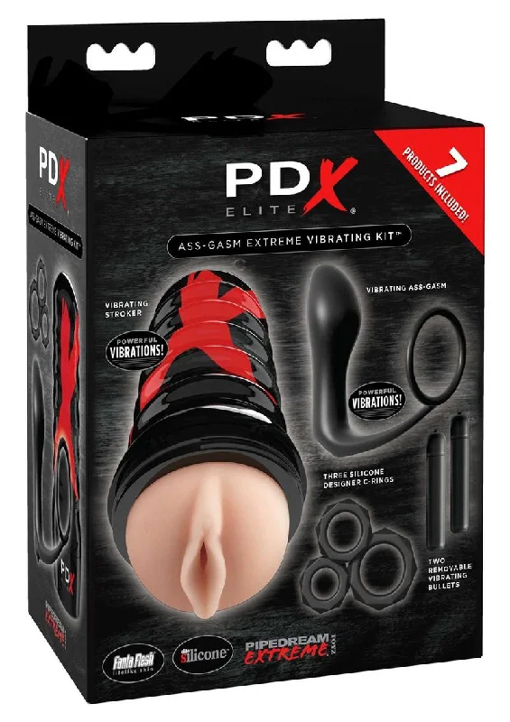 cock ring with bumpy finish-Pdx Elite Ass-gasm Vibrating Kit