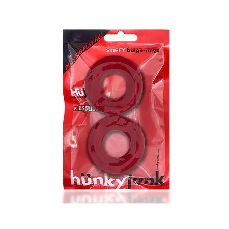 cock ring for wild vibes-OxBalls Stiffy 2-Pack Bulge Cockrings Silicone TPR Cherry Ice