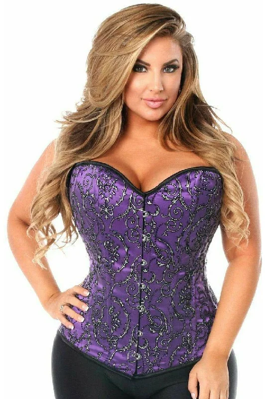 corset top ash gray-Top Drawer Embroidered Overbust Corset 5X/6X