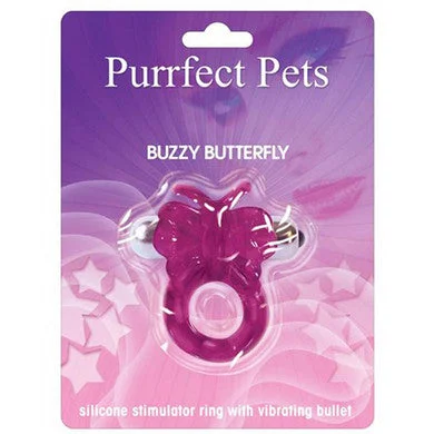 cock ring with raised play-Purrfect Pet Buzzy Butterfly - Purple