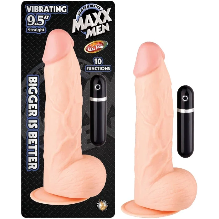 thin rubber curved dildo-Maxx Men Vibrating 9.5in Straight - FLESH (Copy)