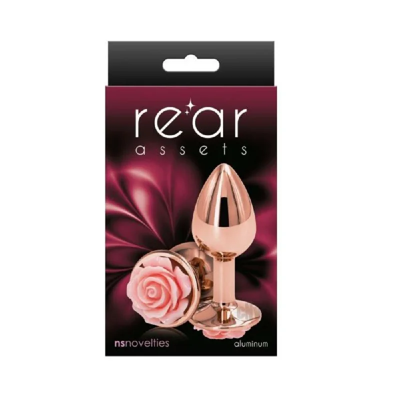 Anal toys with soft fit-Rear Assets Rose Anal Plug - Small - Pink