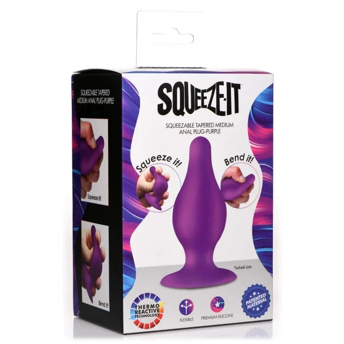 Anal toys with sleek calm-Squeezable Tapered ''Medium'' Anal Plug -Purple