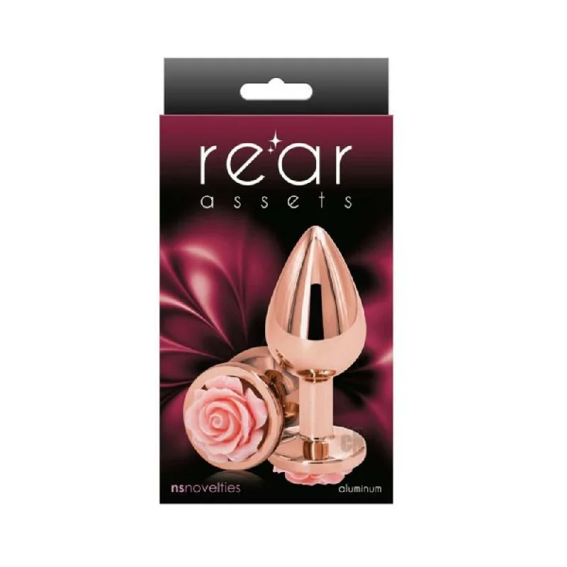 Anal toys with tame vibe-Rear Assets Rose Anal Plug - Medium - Pink