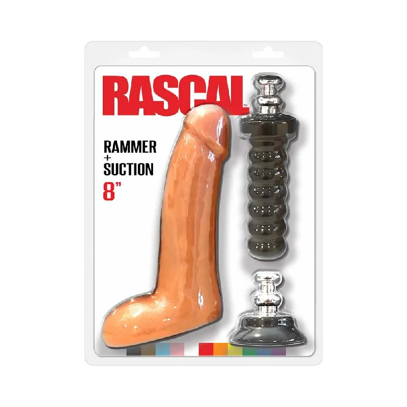 vibrating glass red dildo-Rascal Rammer + Suction 8 in. Dildo with Handle and Suction Cup