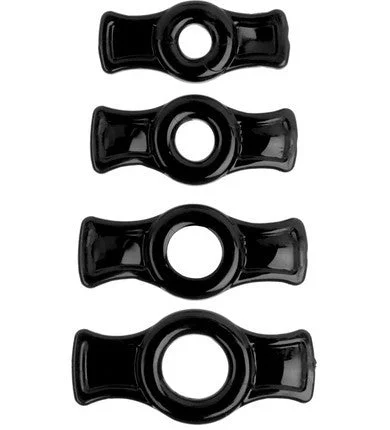 cock ring with ribbed play-TitanMen Cock Ring Set - Black