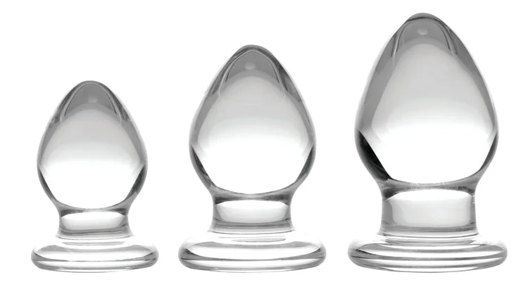 Anal toys for free thrills-3 Piece Glass Anal Plug Kit