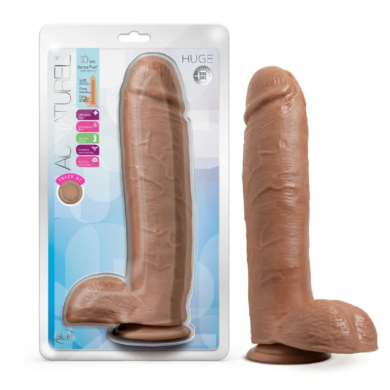 vibrating glass violet dildo-Au Naturel Huge 10in Dildo Mocha