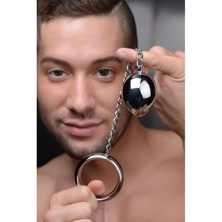 cock ring for muscle tone-Stainless Steel Cock Ring and Anal Plug