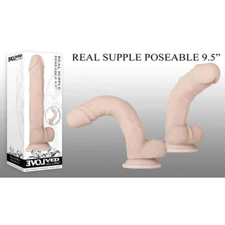 fantasy rubber glossy dildo-Real Supple Silicone Realistic Posable Dildo 9.5" by Evolved