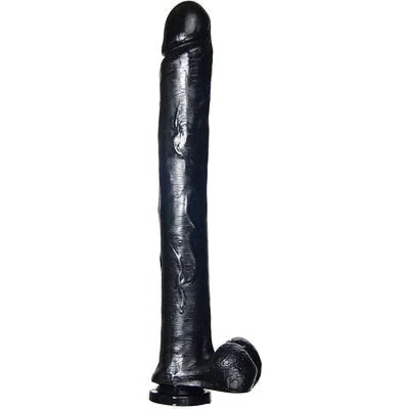 flexible glass matte dildo-Exxxtreme Dong W-suction Black 16in