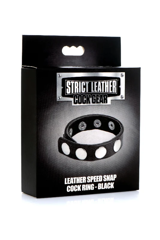 cock ring with tight fun-Cock Gear Leather Speed Snap Cock Ring - Black