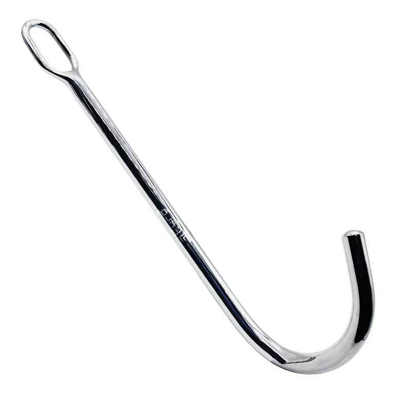 Anal toys with sleek joy-Eyro Stainless Steel Prostate Massager - Anal Hook with Rope Ring - 11in