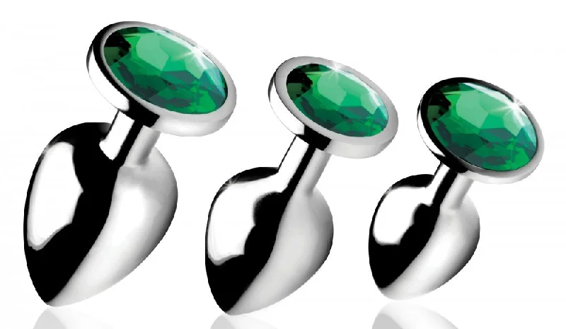 Anal toys with pure look-Emerald Gem Anal Plug Set