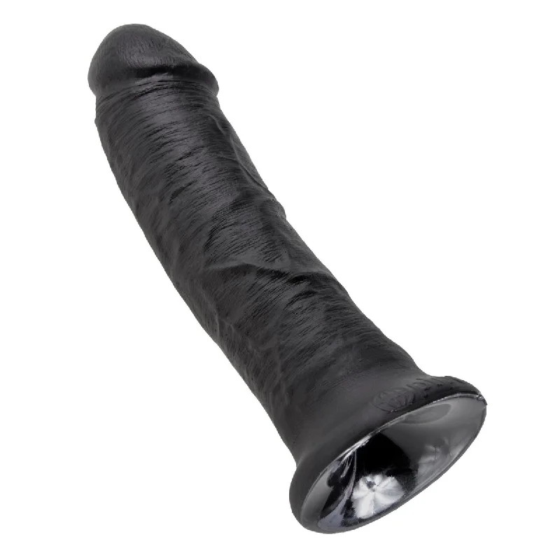 straight glass textured dildo-King Cock 8 In Cock Black