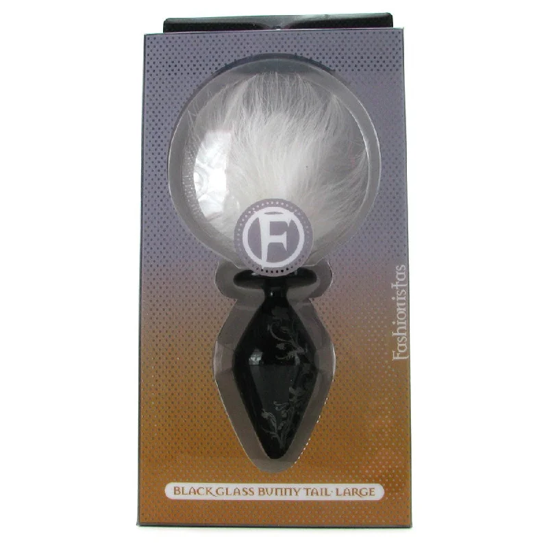 Anal toys for hush play-Passionistas Glass ''Bunny Tail'' Butt Plug -Large