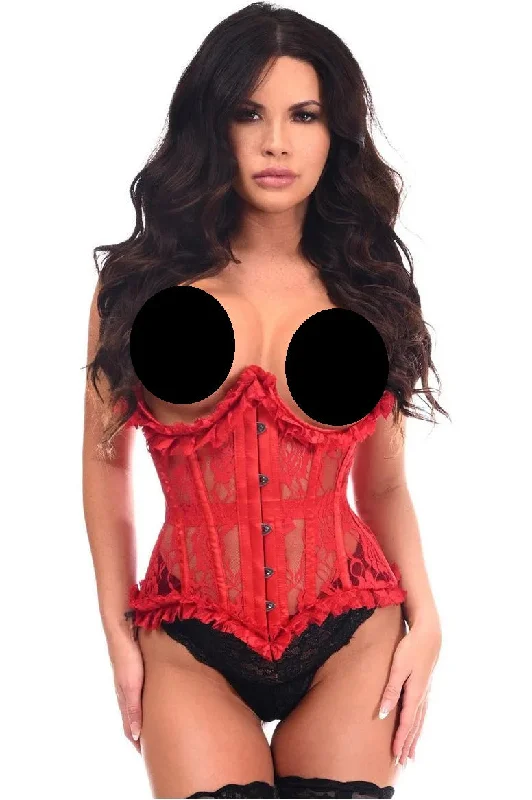 corset for torso support-Top Drawer Sheer Lace Steel Boned Underbust Corset