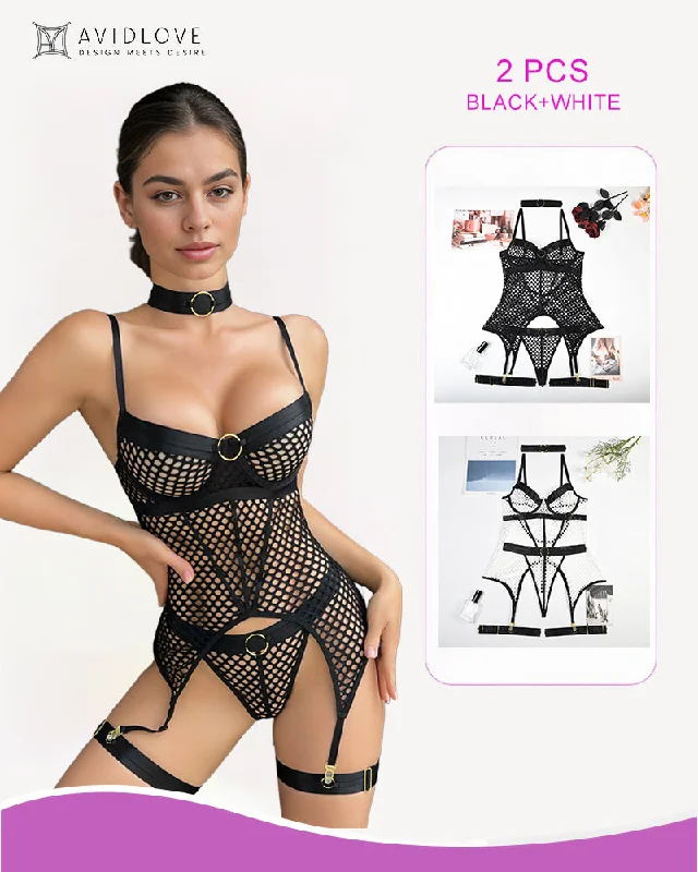 corset with triple boning-2 Packs Fishnet Mesh Corset Lingeries