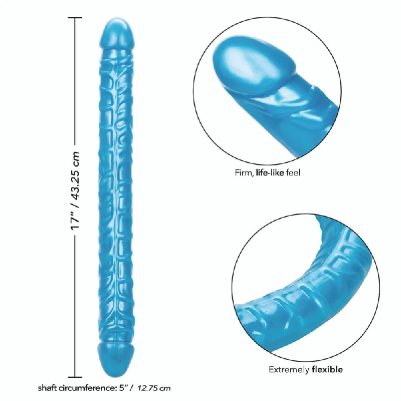 soft rubber silver dildo-Size Queen 17in Blue