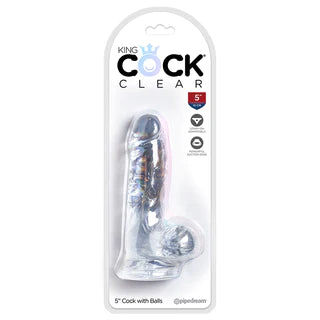 realistic silicone smooth dildo-King Cock Clear With Balls Dildo 5" by Pipedream Products®