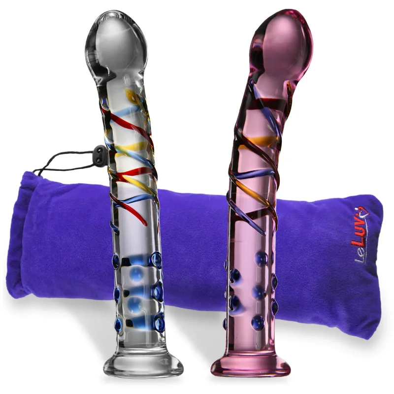 firm glass curved dildo-LeLuv Glass 8 Inch Party G-Spot Wand Nubby Swirled Dildo