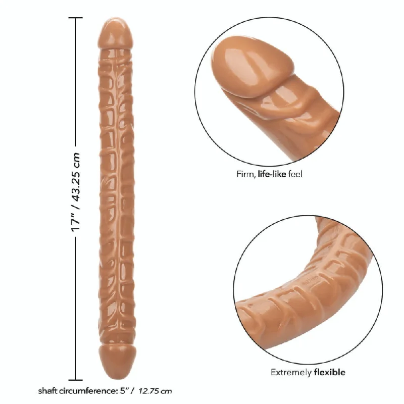 small silicone curved dildo-Size Queen 17in Brown