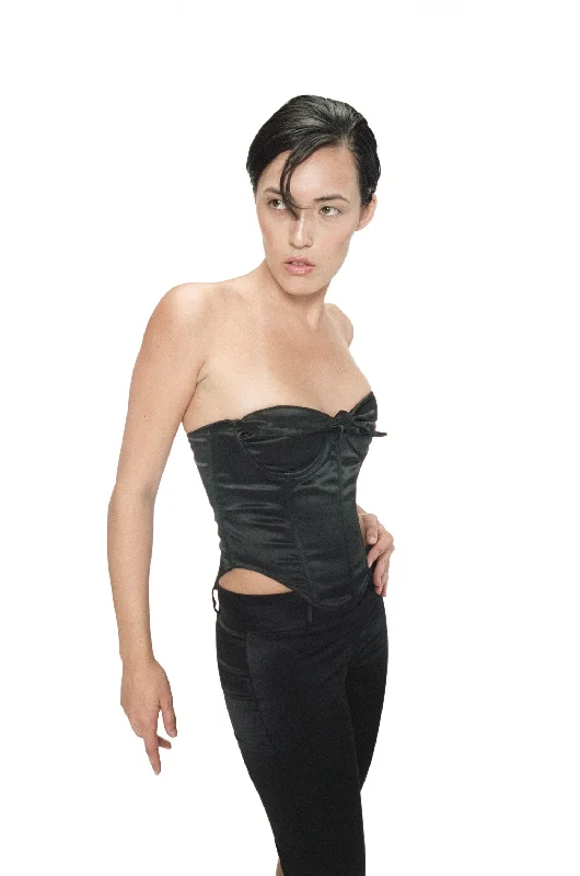 corset with curved lacing-CARMEN CORSET - BLACK