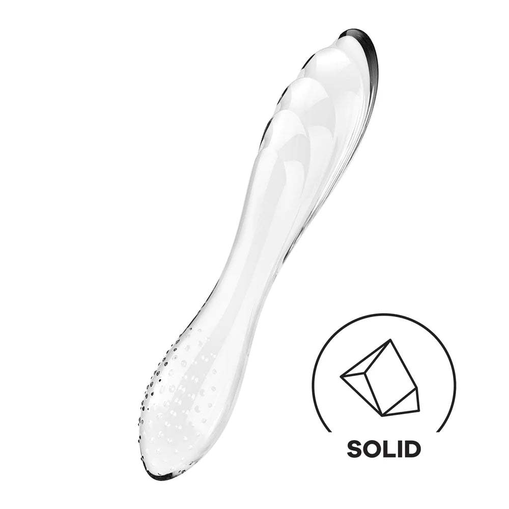 lifelike silicone textured dildo-SATISFYER Dazzling Crystal 1 Glass Dildo - Transparent