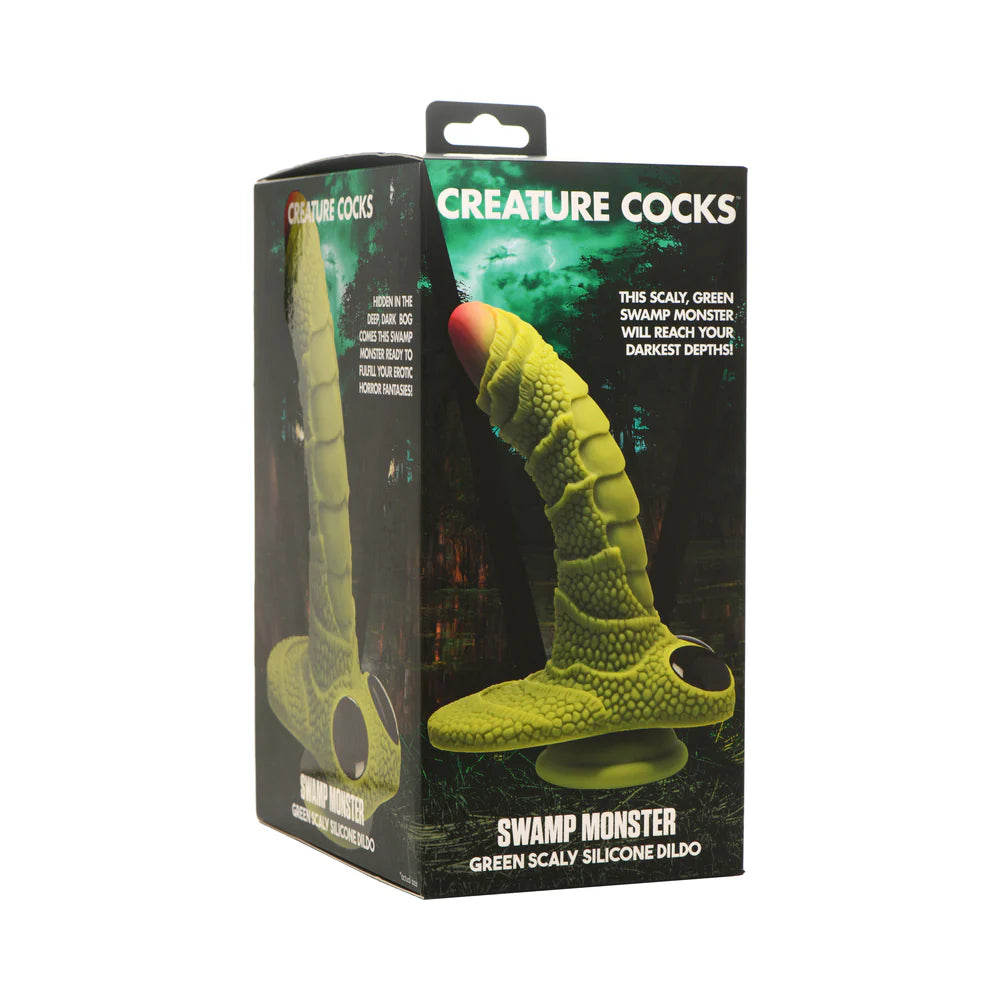 large glass purple dildo-Creature Cocks - Swamp Monster Green Scaly Silicone Dildo